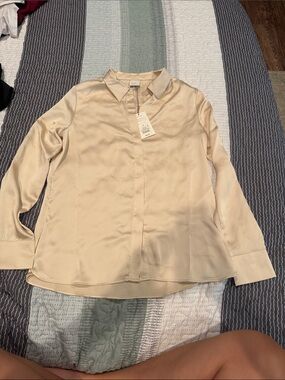 a new day Cream Silk-Feel Button Down Shirt
